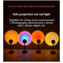 BRIDAY Lampe De Coucher Du Soleil, Lampe De Projection De Coucher De Soleil à Rotation à 90 Degrés, Lumière Rouge De Réseau Avec Support De Sol Moderne USB, Veilleuse De Salon, Décor De Chambre à Coucher, Rouge Coucher De Soleil (rotation De 180 °) -Luminaire solaire Soldes 2022 37006528 5