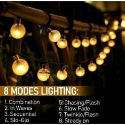 Guirlande Lumineuse Exterieure Solaire，12M 100 LED Lampe Solaire Exterieur Cristal Boules Étanche 8 Modes Intérieur Lumiere Pour Jardin Terrasse Arbres Mariage, Blanc Chaud [Classe énergétique A+++] GrooFoo -Luminaire solaire Soldes 2022 38707575 4