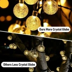 Guirlande Lumineuse Exterieure Solaire，12M 100 LED Lampe Solaire Exterieur Cristal Boules Étanche 8 Modes Intérieur Lumiere Pour Jardin Terrasse Arbres Mariage, Blanc Chaud [Classe énergétique A+++] GrooFoo -Luminaire solaire Soldes 2022 38707575 5