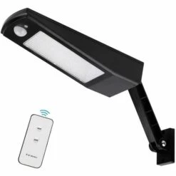 BEARSU Lumière Solaire 48 LED 4500mAh 900lm IP65 Lampe De Extérieure étanche Noir Avec Support Réglable Et Télécommande,120° Lumières De Détecteur De Mouvement Extérieur Pour Jardin - Lumière Blanche