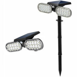LUMI JARDIN Spot Solaire 2en1 à Fixer Ou à Planter éclairage Puissant GALVIN H46cm