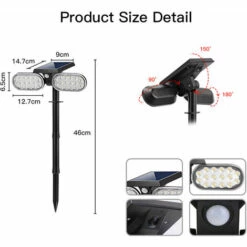 LUMI JARDIN Spot Solaire 2en1 à Fixer Ou à Planter éclairage Puissant GALVIN H46cm -Luminaire solaire Soldes 2022 39029411 3