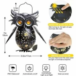 BEARSU Lanterne Solaire Jardin Hibou LED Lanterne Solaire Extérieure Vintage Lanterne Étanche IP65 Lampe Solaire Lanternes Suspendues Décorations Extérie -Luminaire solaire Soldes 2022 39293039 3