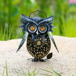 BEARSU Lanterne Solaire Jardin Hibou LED Lanterne Solaire Extérieure Vintage Lanterne Étanche IP65 Lampe Solaire Lanternes Suspendues Décorations Extérie -Luminaire solaire Soldes 2022 39293039 5