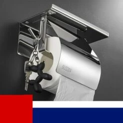 ZHUOXUAN Porte Papier Toilette, Support Papier Toilette Mural, 304 Acier Inoxydable Porte Rouleau Toilette, Rangement Polyvalent Avec Fonction Crochet WC étanche Sans Poinçonnage, Argent(1pcs)