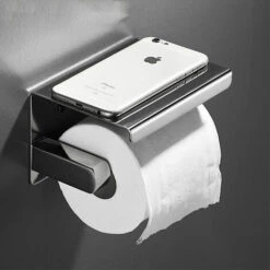 ZHUOXUAN Porte Papier Toilette, Support Papier Toilette Mural, 304 Acier Inoxydable Porte Rouleau Toilette, Rangement Polyvalent Avec Fonction Crochet WC étanche Sans Poinçonnage, Argent（1pcs） -Luminaire solaire Soldes 2022 39437655 4