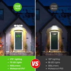 XICHAO Éclairage Solaire Extérieur Avec Détecteur De Mouvement, LED Étanche Lumières De Sécurité Avec 3 Têtes, Projecteur Solaire Pour Jardin(2pcs) -Luminaire solaire Soldes 2022 39657125 5