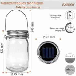 VOLTRONIC® Lot De 4 Mason Jarres Avec Lumière Solaire, 1 LED, étanche, Décoration Pour DIY, Bocal LED, Pot Bricolage, Maison, Table, Noël, Mariage, Fête 10 VOLTRONIC® Lot De 4 Mason Jarres Avec Lumière Solaire, 1 LED, étanche, Décoration Pour DIY, Bocal LED, Pot Bricolage, Maison, Table, Noël, Mariage, Fête -Luminaire solaire Soldes 2022 39903536 4