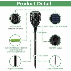 AMAYA Lampes De Poche De Jardin, Lampes à LED, Lampes De Poche à Flamme Solaire, Lampes De Poche étanches IP65, Lampes Décoratives Et Lampes Solaires, Décoration De Jardin/chemin/cour (motif 33LED + Accessoires De Montage Mural 4pcs) -Luminaire solaire Soldes 2022 40296286 2