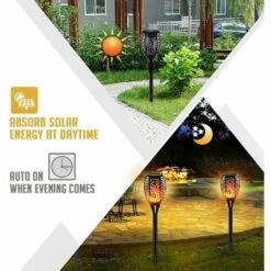 AMAYA Lampes De Poche De Jardin, Lampes à LED, Lampes De Poche à Flamme Solaire, Lampes De Poche étanches IP65, Lampes Décoratives Et Lampes Solaires, Décoration De Jardin/chemin/cour (motif 33LED + Accessoires De Montage Mural 4pcs) -Luminaire solaire Soldes 2022 40296286 4