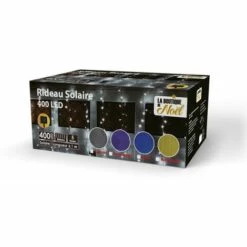 La Boutique De Noel Rideau Lumineux Solaire Extérieur 400 X 200 Cm Blanc - Blanc