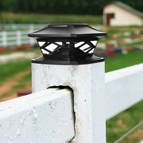 AIDUCHO 2 Pièces Lampes De Poteau De Chapeau Solaires Extérieures Lumières De Poteau LED Étanches Lampadaires Solaires De Clôture Décorative Adaptés (Noir) 5 AIDUCHO 2 Pièces Lampes De Poteau De Chapeau Solaires Extérieures Lumières De Poteau LED Étanches Lampadaires Solaires De Clôture Décorative Adaptés (Noir) – Image 3