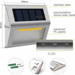 BEARSU [Blanc Chaud]Lampe Solaire Exterieur,Avec Coque En Alliage D'aluminum,Imperméable Lumières Décoratives,s’appliquant Au Clôture,Jardin,Escalier,Chemin,Patio,Porche,Cour,Porte D'entrée,Paysage-6PCS -Luminaire solaire Soldes 2022 41955819 5