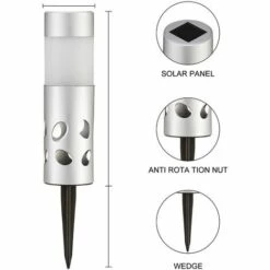 PRIVATE GARDEN Lot De 4 Bornes Solaire Tiaré - Lampe Solaire Exterieur A Poser Au Sol Sans Fil Led Blanche - Lampes De Jardin - Décoration Éclairage Solaire - Gris -Luminaire solaire Soldes 2022 42734100 3