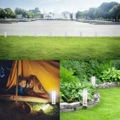 PRIVATE GARDEN Lot De 4 Bornes Solaire Tiaré - Lampe Solaire Exterieur A Poser Au Sol Sans Fil Led Blanche - Lampes De Jardin - Décoration Éclairage Solaire - Gris -Luminaire solaire Soldes 2022 42734100 5