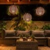 BARES Lanterne Solaire Jardin GolWof LED Lanterne Solaire Suspendu Exterieur IP44 Étanche Lanterne Solaire Jardin Métal Cour Camping Terrasse Balcon Jardin (Rond)