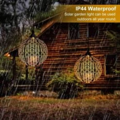 BARES Lanterne Solaire Jardin GolWof LED Lanterne Solaire Suspendu Exterieur IP44 Étanche Lanterne Solaire Jardin Métal Cour Camping Terrasse Balcon Jardin (Rond) -Luminaire solaire Soldes 2022 42948245 4