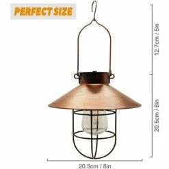 Lanterne Solaire à Suspendre Avec Crochet, Lampe Solaire LED Vintage Avec Blanc Chaud, Cage En Acier, étanche, Pour Jardin, Cour, Patio, Clôture, Décoration – Bronze GrooFoo -Luminaire solaire Soldes 2022 43232564 5