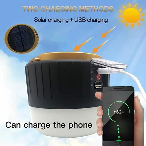 TANABATA Lanterne Portative Lampe De Camping LED Rechargeable Par USB, Lampe Solaire, 5200 MAh Batterie Externe, IPX6 Étanche, 5 Modes SOS, Étanche, Portable, Lampe De Camping, Super Lumineuse, Durable(Noir) 5 TANABATA Lanterne Portative Lampe De Camping LED Rechargeable Par USB, Lampe Solaire, 5200 MAh Batterie Externe, IPX6 Étanche, 5 Modes SOS, Étanche, Portable, Lampe De Camping, Super Lumineuse, Durable(Noir) – Image 3