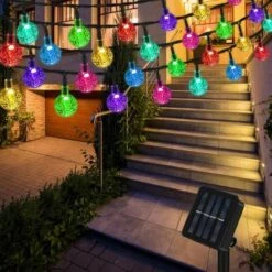 HANBING Guirlande Lumineuse LED, Boule De Cristal Solaire D'extérieur, étanche, 12 M, 100 LED (colorée)