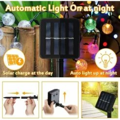 HANBING Guirlande Lumineuse LED, Boule De Cristal Solaire D'extérieur, étanche, 12 M, 100 LED (colorée) -Luminaire solaire Soldes 2022 43592644 3