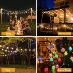 HANBING Guirlande Lumineuse LED, Boule De Cristal Solaire D'extérieur, étanche, 12 M, 100 LED (colorée) -Luminaire solaire Soldes 2022 43592644 5