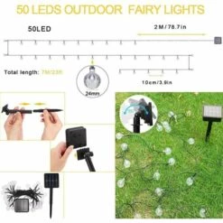 GDRHVFD Guirlande Lumineuse Solaire Extérieure,50Led Étanche Fairy Lights,8 Modes Lumières Guirlande Guinguette,Pour Intérieur / Extérieur, Jardin,Terrasse, Balcon, Mariage, Fête -Luminaire solaire Soldes 2022 44929506 4