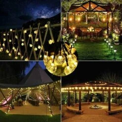 GDRHVFD Guirlande Lumineuse Solaire Extérieure,50Led Étanche Fairy Lights,8 Modes Lumières Guirlande Guinguette,Pour Intérieur / Extérieur, Jardin,Terrasse, Balcon, Mariage, Fête -Luminaire solaire Soldes 2022 44929506 5