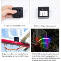 BEARSU Lumières De Cerceau De Basket-ball à LED, Lumière LED De Jante De Basket-ball Télécommandée, 8 Modèles De Lumière Solaire, Phosphorescent, Imperméable, Chaîne Super Brillante, Idéale Pour Les Enfants, Les Adultes Jouant La Nuit à L'extérieur à L'intérieur -Luminaire solaire Soldes 2022 45415630 5
