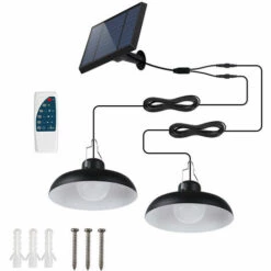 LUMI JARDIN Double Suspensions Solaires 2x WAREN Noir Métal D18cm - Noir