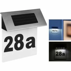 AIDUCHO Lumière Solaire De Numéro De Plaque De Porte, Numéros De Porte Dentrée De Maison En Acier Inoxydable LED Lampe De Plaque Murale Extérieure Pour La Maison, Le Jardin Et La Cour