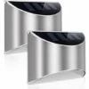Lampe Solaire Extérieur Puissante Stainless Steel Applique Avec Etanche Led Lumière Lampadaire Eclairage Exterieur De Sécurité Sans Fil Lumière Blanche 10x8x5.3cm Fontainebleau 2Pcs Argent -Luminaire solaire Soldes 2022 46769303 1