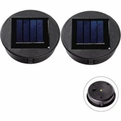 DEVENIRRICHE 2 Pièces Haut De Remplacement Lumière Solaire Pour Lantern Panneau Solaire Couvercle De Lumière Avec Une Ampoule LED,Lanterne Solaire Bricolage Pour Décor De Jardin Extérieur