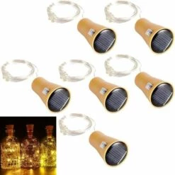 SUPERMARKET Lot De 6 Guirlandes Lumineuses LED Solaire Bouchon De La Bouteille 1m 10 LEDs Fil De Cuivre Lumière Décorative Pour DIY Bouteille/Bar/Guinguette/Chambre/Mariage/Noël/Fête - Blanc Chaud，Superma