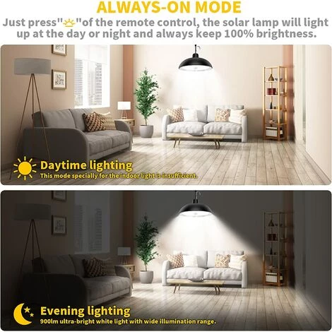 TINOR Lampe Solaire Exterieur, 78 LED 4 Mode Lampe Solaire Avec Capteur De Mouvement, TéLéCommande, 360° Panneau Solaire Réglable, 3 Luminosité, IP65 étanche Lustre Solaire Pour Jardin, Camping 4 TINOR Lampe Solaire Exterieur, 78 LED 4 Mode Lampe Solaire Avec Capteur De Mouvement, TéLéCommande, 360° Panneau Solaire Réglable, 3 Luminosité, IP65 étanche Lustre Solaire Pour Jardin, Camping – Image 2