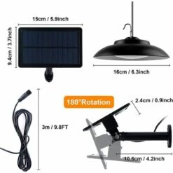 Lampe Suspension Solaire Triomphe, Lumière Solaire Extérieure Suspendue Avec Télécommande, Suspension LED Solaire Lampe Avec Câble 3M, IP65 étanche, Applique Murale Pour Jardin, Cour, Terrasse, Camping -Luminaire solaire Soldes 2022 47359684 5