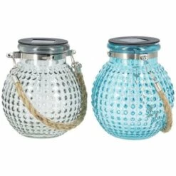 XANLITE - Lanterne Solaire Boule IP44 - Finition Verre Teinté - Bleu Ou Gris - SOLABVT