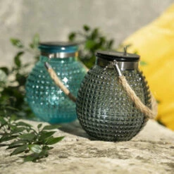 XANLITE - Lanterne Solaire Boule IP44 - Finition Verre Teinté - Bleu Ou Gris - SOLABVT -Luminaire solaire Soldes 2022 47378598 3