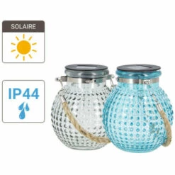 XANLITE - Lanterne Solaire Boule IP44 - Finition Verre Teinté - Bleu Ou Gris - SOLABVT -Luminaire solaire Soldes 2022 47378598 4