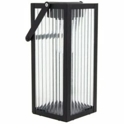 XANLITE - Lanterne Solaire Nomade 26cm IP44 - Verre Ciselé & Métal - Noir - SOLARVC