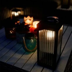 XANLITE - Lanterne Solaire Nomade 26cm IP44 - Verre Ciselé & Métal - Noir - SOLARVC -Luminaire solaire Soldes 2022 47378697 3