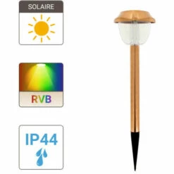XANLITE - Balise LED Solaire Cuivré, X2 Modes D'Eclairage (Blanc / RVB), Spéciale Extérieur (IP44) - SO604PG -Luminaire solaire Soldes 2022 47378815 4