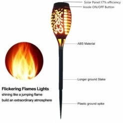 HIGHSAM Lampe Solaire 12 LED 54cm Décor De Jardin Extérieur à Lumière Vacillante -Luminaire solaire Soldes 2022 47402972 3