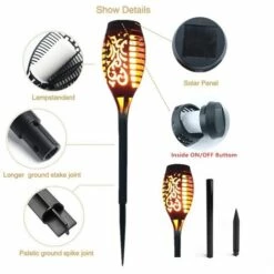 HIGHSAM Lampe Solaire 12 LED 54cm Décor De Jardin Extérieur à Lumière Vacillante -Luminaire solaire Soldes 2022 47402972 4