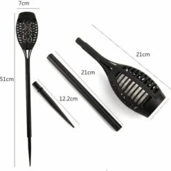 HIGHSAM Lampe Solaire 12 LED 54cm Décor De Jardin Extérieur à Lumière Vacillante -Luminaire solaire Soldes 2022 47402972 5