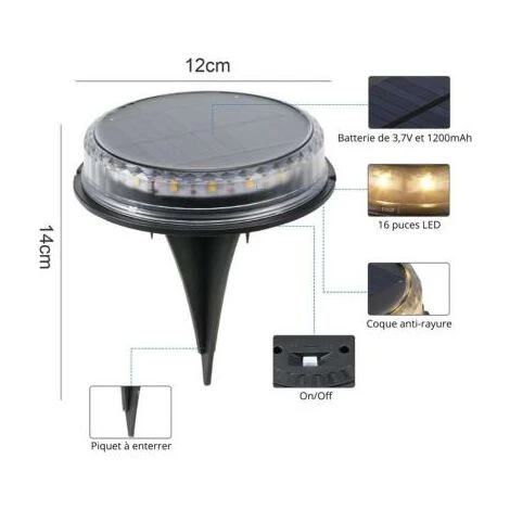 SILAMP Spot à Piquer LED Solaire Pour Jardin 5.5V 1W IP66 (Lot De 4) - Blanc Chaud 2300k - 3500k 4 SILAMP Spot à Piquer LED Solaire Pour Jardin 5.5V 1W IP66 (Lot De 4) - Blanc Chaud 2300k - 3500k – Image 2