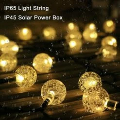VERSAILLESFR Guirlande Lumineuse Solaire Pour Extérieur,11M 60LEDs Guirlande 8 Modes Boules De Cristal Pour Extérieur/intérieur, Jardin, Balcon, Arbres, Mariages, Fêtes, Noël (blanc Chaud，Diamètre De La Lampe 18mm), Versailles -Luminaire solaire Soldes 2022 50932391 5