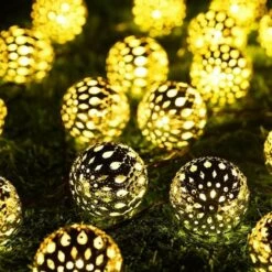 VERSAILLESFR Guirlande Lumineuse Solaire 20 LED Avec Boules De Fer Style Marocain Étanche, éclairage D'ambiance D'extérieur (blanc Chaud) [Classe énergétique A+], Versailles -Luminaire solaire Soldes 2022 50932572 5