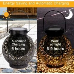 ALMI Lanterne Solaire Jardin LED Lanterne Solaire Extérieure Decorative Étanche IP44 Éclairage Solaire Extérieur Lampe Lanterne Sans Fil Rechargeable Pour Chambre Patio Garden Fête Halloween Noël -Luminaire solaire Soldes 2022 51320962 2