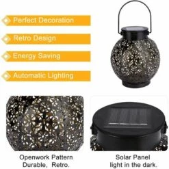 ALMI Lanterne Solaire Jardin LED Lanterne Solaire Extérieure Decorative Étanche IP44 Éclairage Solaire Extérieur Lampe Lanterne Sans Fil Rechargeable Pour Chambre Patio Garden Fête Halloween Noël -Luminaire solaire Soldes 2022 51320962 3